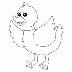 Duck Coloring Page Isolated for Kids
