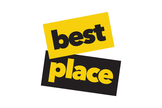 Modern, simple, minimal typographic design of a saying "Best Place" in tones of grey color. Cool, urban, trendy and playful graphic vector art 