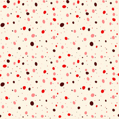 Texture with red, pink polka dots. Seamless texture illustration with dots for textiles, background, paper, cover, fabric, interior decor and more. Abstract pattern. Valentine's day, love.