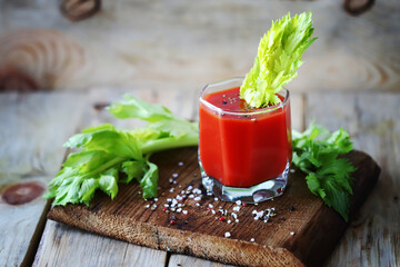 Bloody mary cocktail with celery.