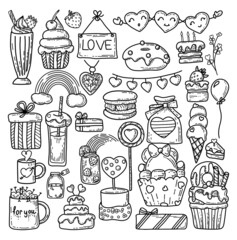 set of doodle elements for Valentine's day. print for a t-shirt. holiday poster
