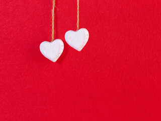 White heart on red background