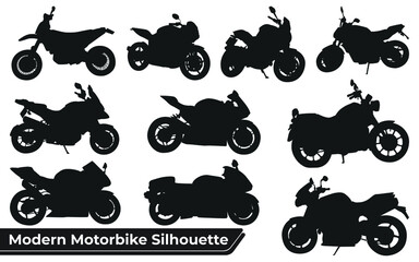 Collection of Modern Motorbike Silhouettes vector