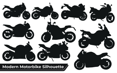 Collection of Modern Motorbike Silhouettes vector