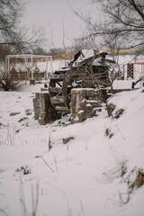 watermill covered with snow