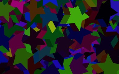 Dark Multicolor vector pattern with christmas stars.