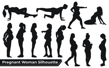 Collection of Pregnant Woman Silhouette vector