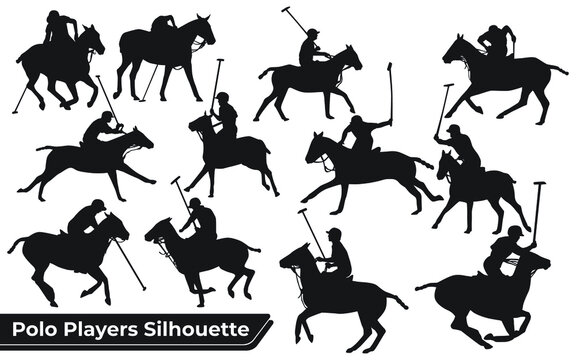 Collection of Polo Player Silhouette vector