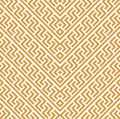 Abstract geometric pattern with stripes, lines. Seamless vector background. White and gold ornament. Simple lattice graphic design