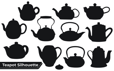 Collection of Teapot Silhouette vector