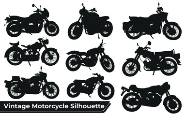 Collection of Vintage Motorbike Silhouettes vector