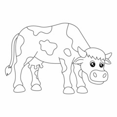 Cow Coloring Page Isolated for Kids
