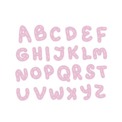 Set of pink alphabet of latin letters. Perfect for poster, party invitation and print. Hand drawn vector illustration for decor and design. 
