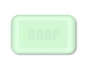 Green soap bar isolated on a white background