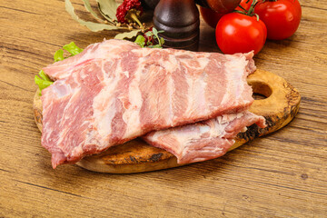 Raw pork ribs for cooking