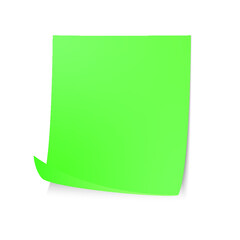 Green Sticky post it note with shadow isolated on a white background