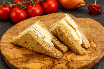 Club sandwich with chicken and cheese
