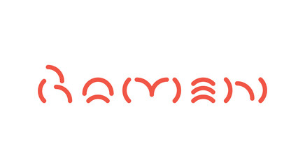 Ramen lettering logo in line style. Custom type ramen logo. Asian noodles letters. Japanese soup icon for cafe, food delivery, store, menu collection