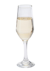 Copo de vidro com vinho em fundo branco