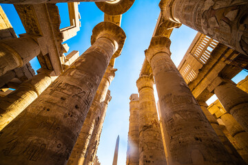 EGYPT - KARNAK TEMPLE - Travel tour group wanders through Karnak Temple. Beautiful Egyptian...