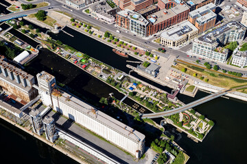 Fototapeta premium Montreal St Lawrence Waterfront Industries Quebec Canada