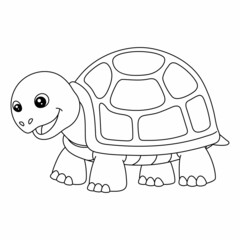 Turtle Coloring Page Isolated for Kids