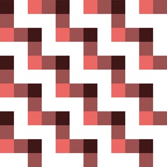 Brown and pink zigzag worm-like seamless pattern pixel art on the white background. Vector illustration.