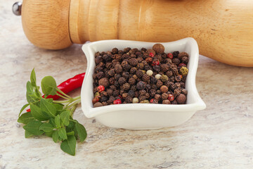 Peppercorn mix heap in the bowl