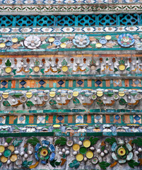 Broken porcelain detail at Wat Arun, Bangkok, Thailand