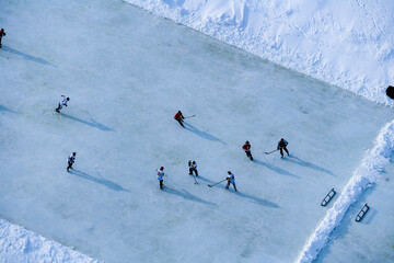 Obraz premium Outdoor Hockey and Winter Sports Quebec Canada