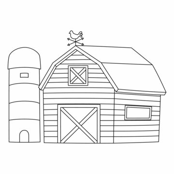 recommend clip art: Farmhouse Coloring Page Isolated for Kids
