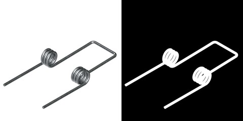 3D rendering illustration of a double torsion spring