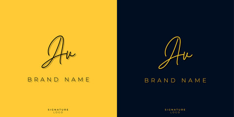 Minimal line art letters AV Signature logo. It will be used for Personal brand or other company. - obrazy, fototapety, plakaty
