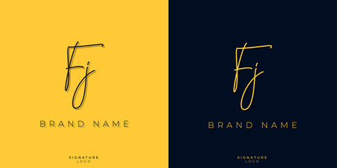 Minimal line art letters FJ Signature logo. It will be used for Personal brand or other company. - obrazy, fototapety, plakaty