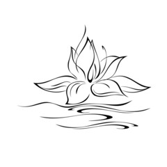 ornament 2136. stylized blooming lily flower on the water. graphic decor