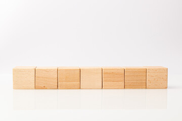 wooden cubes on a white background