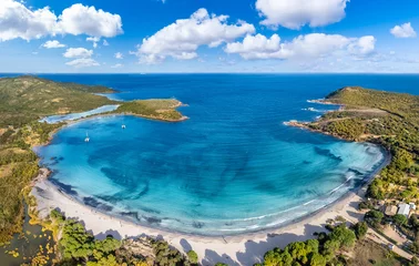 Foto op Plexiglas Palombaggia strand, Corsica Luchtfoto met Rondinara Bay op het eiland Corsica, Frankrijk