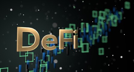 DeFi decentralized fintech technology banking 3d illustration