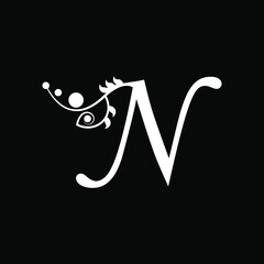 vector initial letter N florish typography logo design