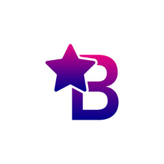 Vector initial B and star modern logo design