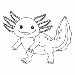 Axolotl Coloring Page Isolated for Kids