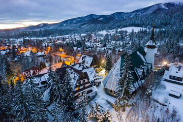 Winter in Zakopane Polish Tatra Mountains Podhale Region - obrazy, fototapety, plakaty