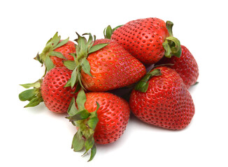 Fresh red ripe strawberry isolated on white, macro image 