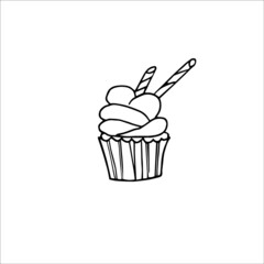 Cupcake on a white background. Drawn in an illustrator