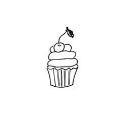 Cupcake on a white background. Drawn in an illustrator