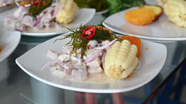 ceviche, seafood dish, peruvian cuisine