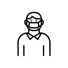 Simple man with mask corona virus protection. icon illustration