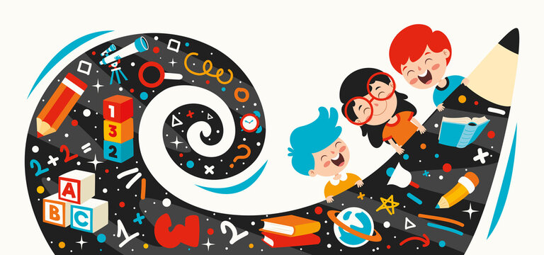 Education Concept With Cartoon Character