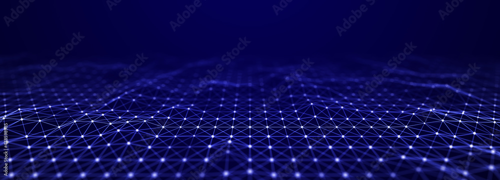 Leinwandbilder Corrupted network or connection. Abstract digital background of points and lines. Glowing plexus. Big data. Abstract technology science background. 3d rendering