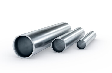 Metal pipes isolated on the white background. 3d rendering